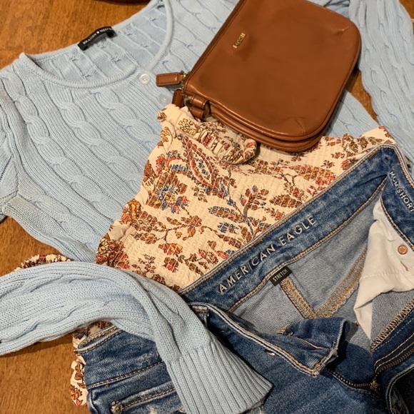 Smocked Baby Doll Tank • Peplum Ruffled Hem • Fall Colors • size Small/Medium - Picture 15 of 15